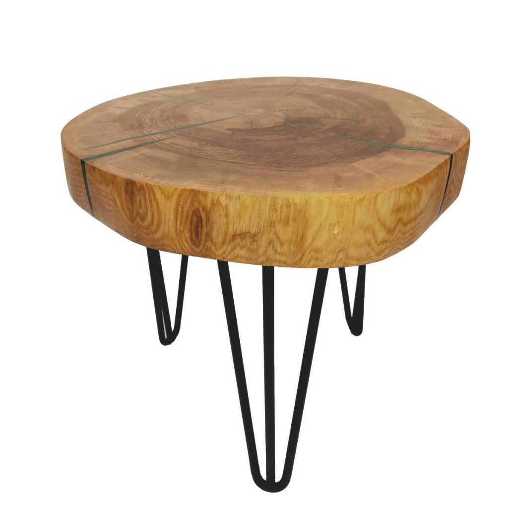 Stół z drewna i żywicy epoksydowej
