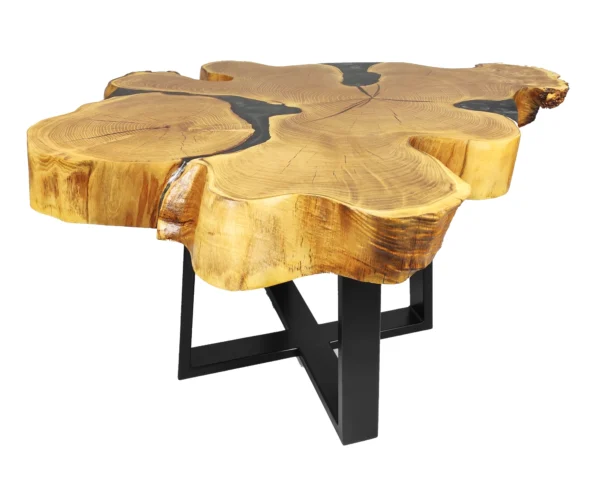 Loft stolik kawowy z litego drewna z grafitową żywicą