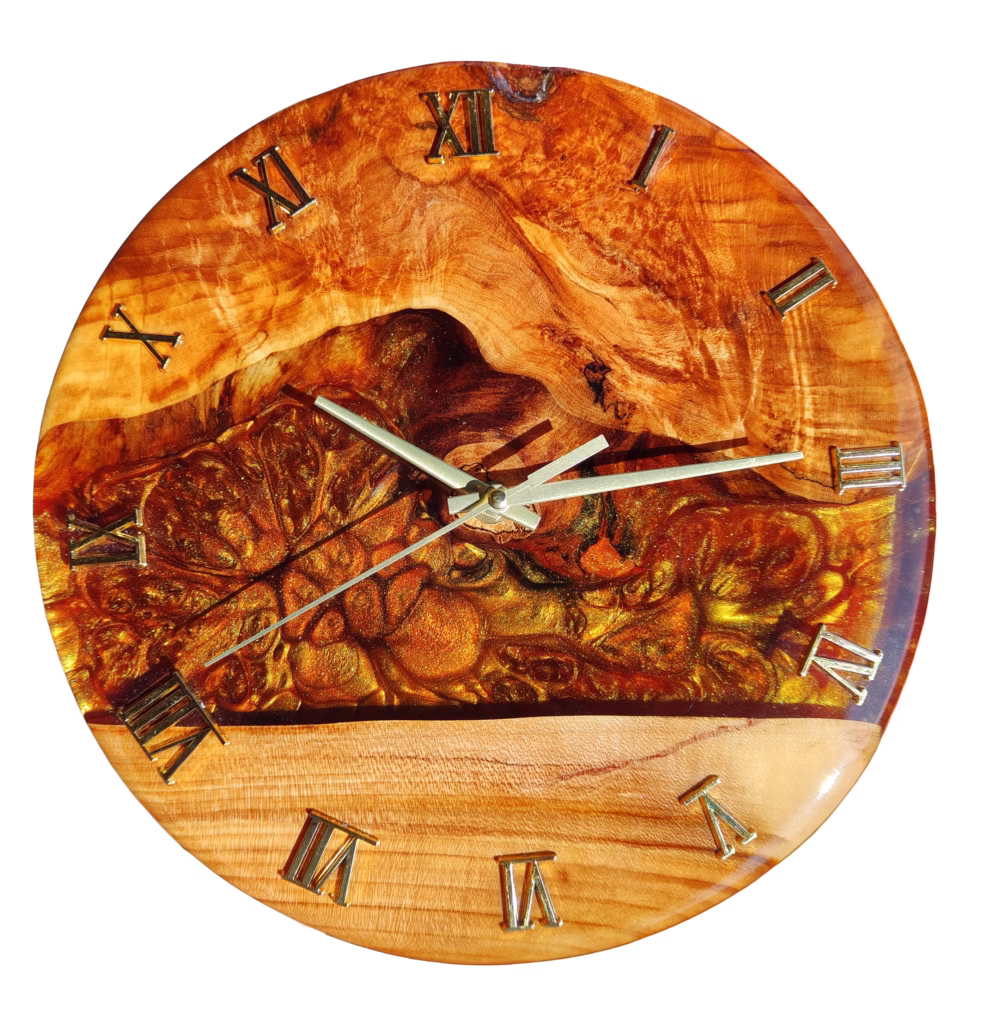 Zegar „Złoty Klon” – Klonowe Drewno i Żywica