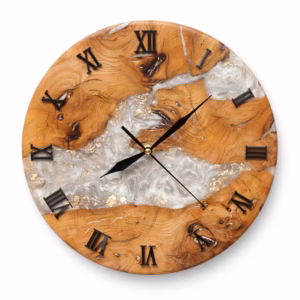 Zegar z Drewna Klonu i Żywicy 30 cm | Designerski Zegar Ścienny Handmade
