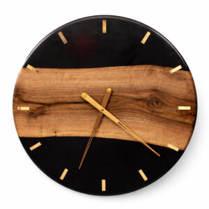 Zegar Ścienny z Drewna Orzecha i Czarnej Żywicy 60 cm