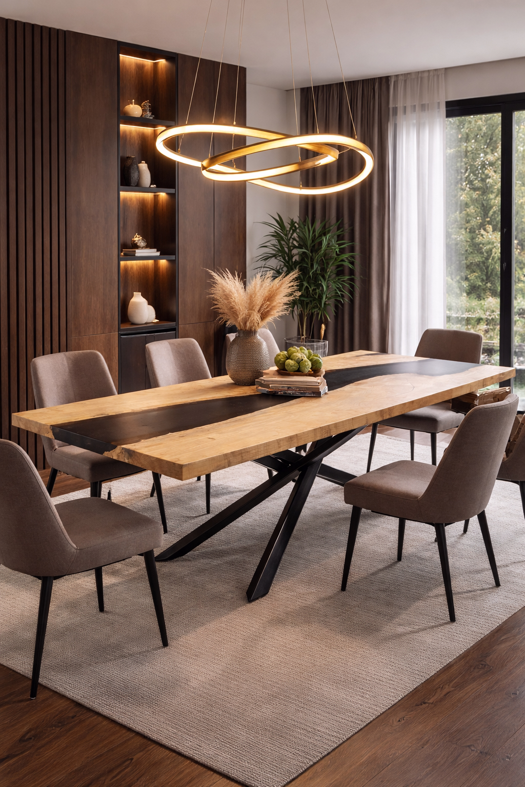 Stół jadalniany z dębu i żywicy madej handmade