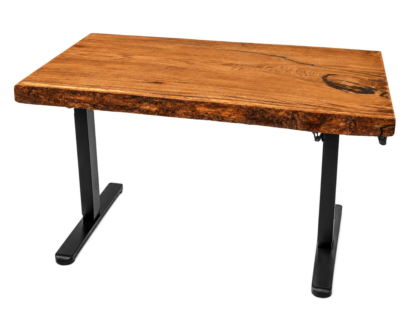 Biurko Elektryczne z Litego Dębu i Żywicy 120x60 cm 1 Biurko elektryczne z litego dębu i żywicy – ręcznie wykonane biurko premium 120x60 cm
